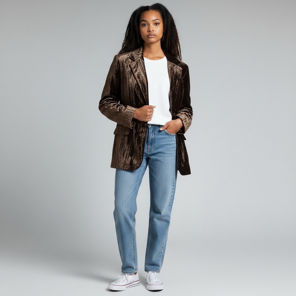 Alexandra Bartlett Velvet Blazer in Deep Brown